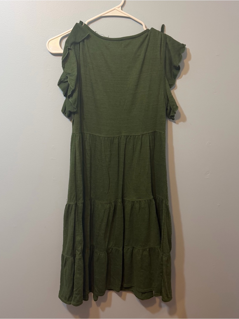 Max Studio Olive Green Ruffle-Shoulder Midi Dress - Picture 3 of 3